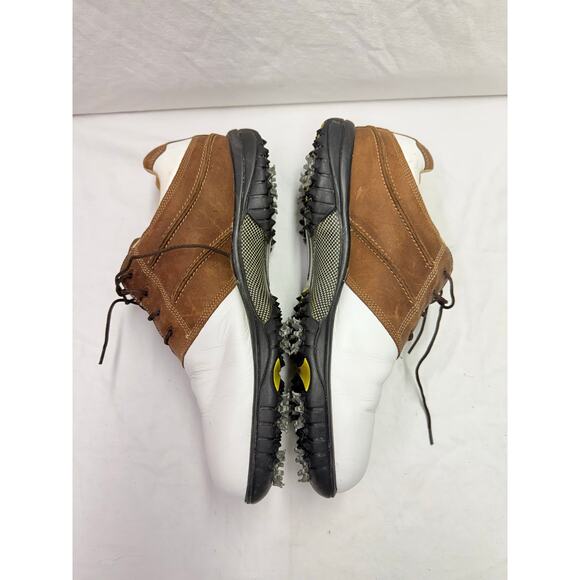 FOOTJOY CONTOUR SERIES
MEN'S 11 WIDE GOLF SHOES 542446
BROWN~WHITE LEATHER - Picture 9 of 12